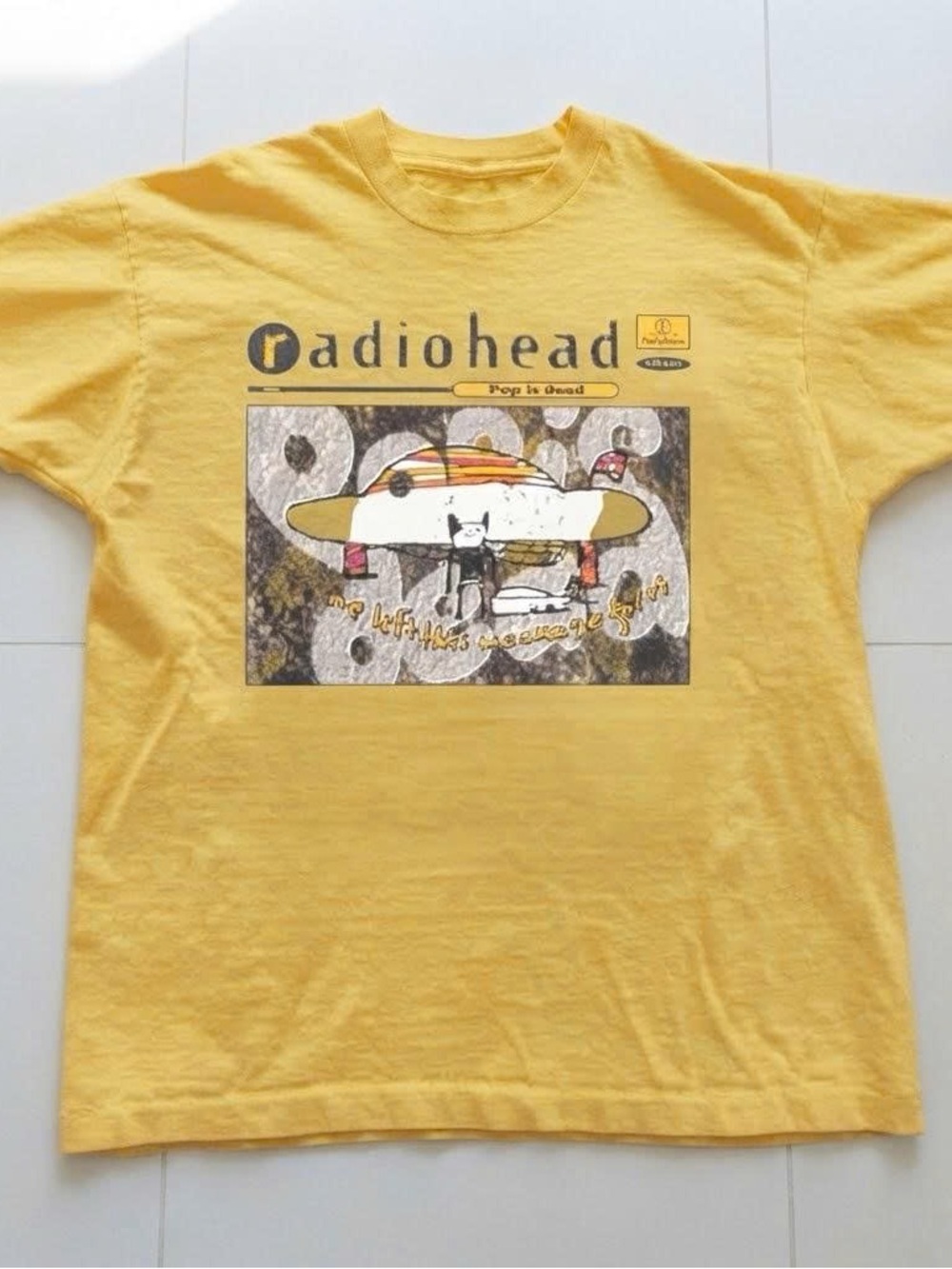 Vintage Yellow Radiohead Surf ‘Pop is dead’ Graphic Tee